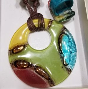 Glass necklace and ring